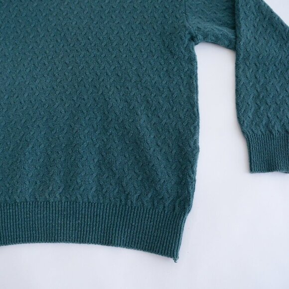 Vintage Northern Reflections Hunter Green Cable Knit Scoop Neck Sweater S - Picture 6 of 9